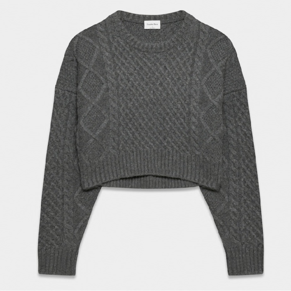 NWT Aritzia Sunday Best Peggy Cropped Sweater Size S in Heather Charcoal